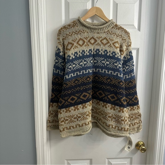 Vintage Men’s Sweater Pullover Crewneck Knit Grandpa Fair Isle Size Medium New - Picture 3 of 6